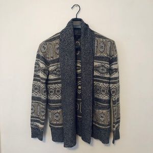 Jack Gray Pattern Open Front Sweater / Cardigan